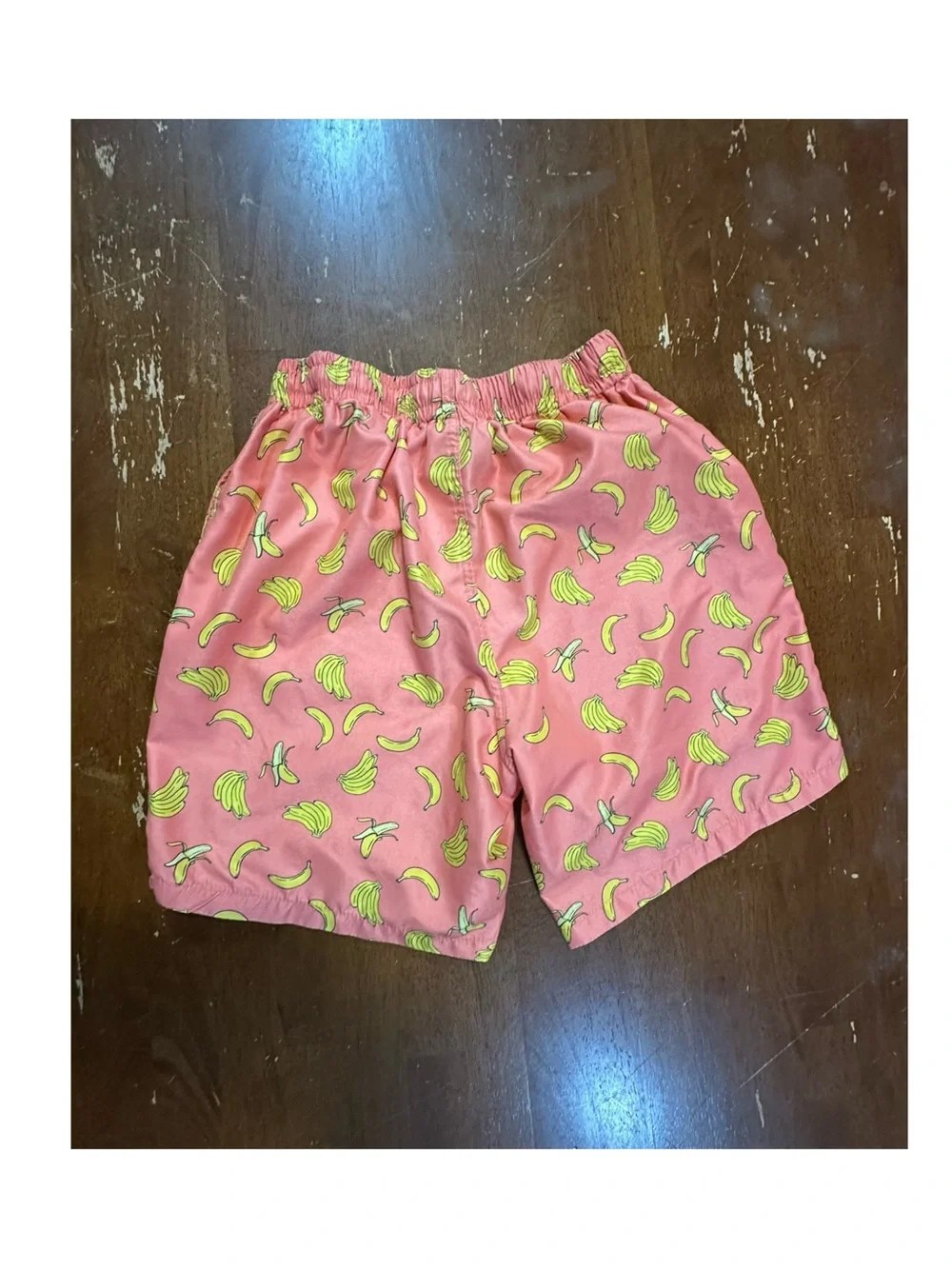 Men’s Pink Swim Trunks with Yellow Banana Print